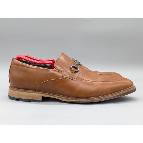 Todd Welsh Dress Loafers Leon Brown Faux Leather Chrome Buckle Size 10 D main image 6